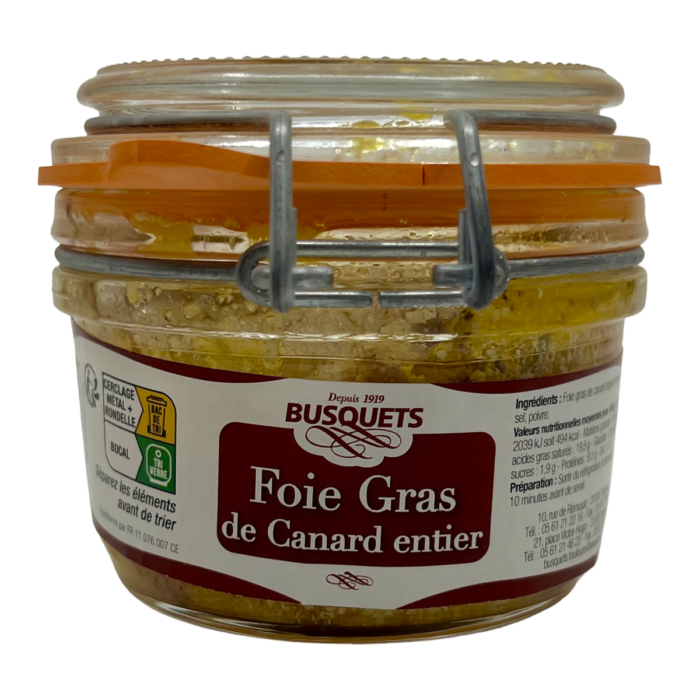 Foie gras de canard entier de la Maison Busquets, à servir avec un vin blanc moelleux ou un champagne