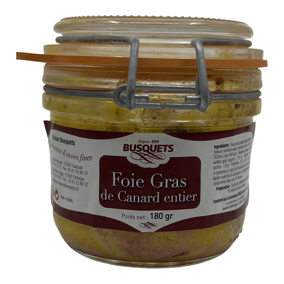 Foie gras de canard entier bocal 180 g